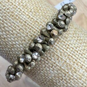 Banana Republic Rhinestone & Antiqued Gold-Tone Toggle Bracelet - 7.5" Wrist